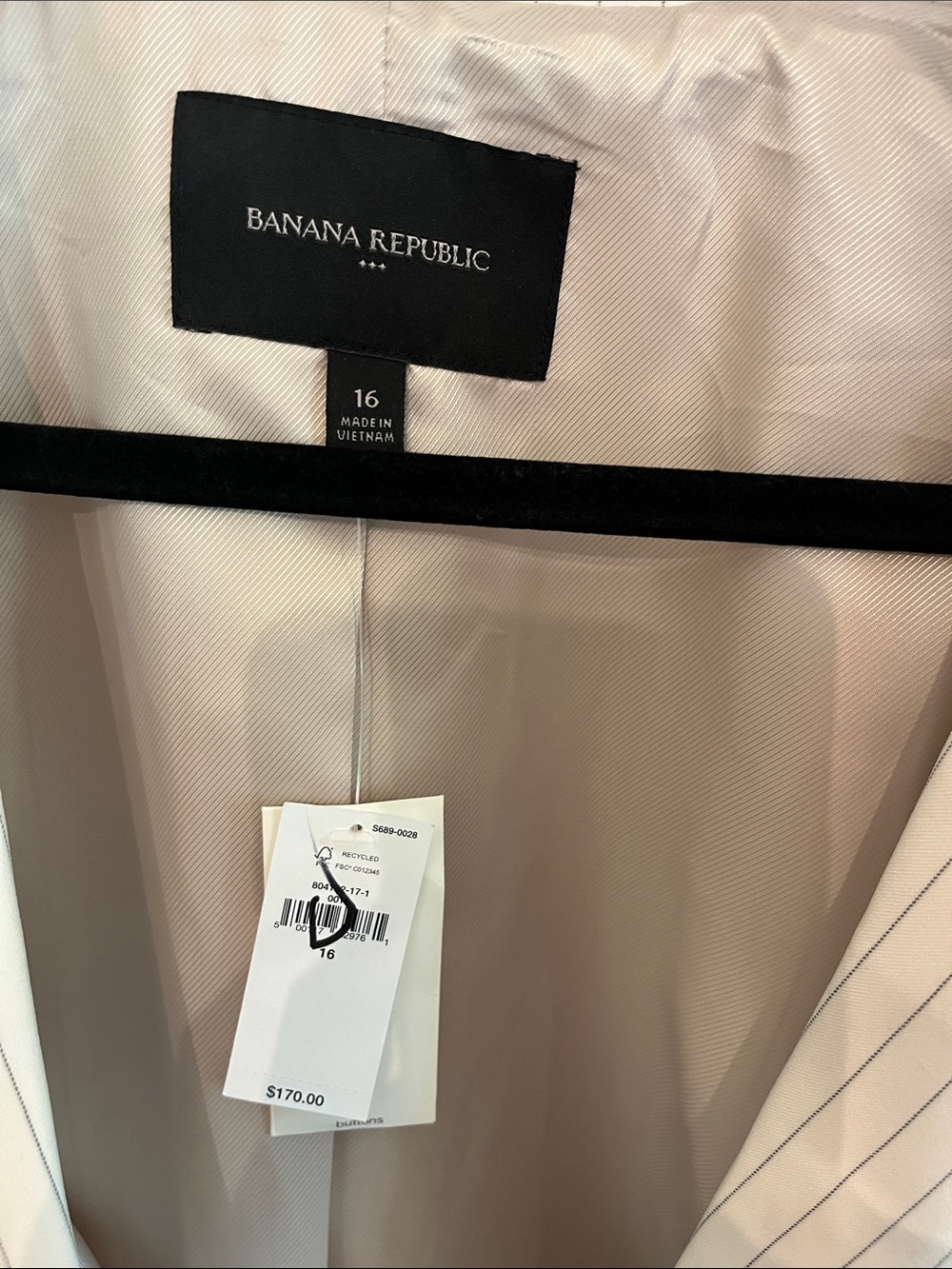 Banana Republic Cream Pinstripe Blazer with Gray Stripes - Picture 2 of 7